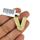 Real Gold 10k Chain Miami Cuban Link 2.5mm V Initial Charm Necklace Pendant SET
