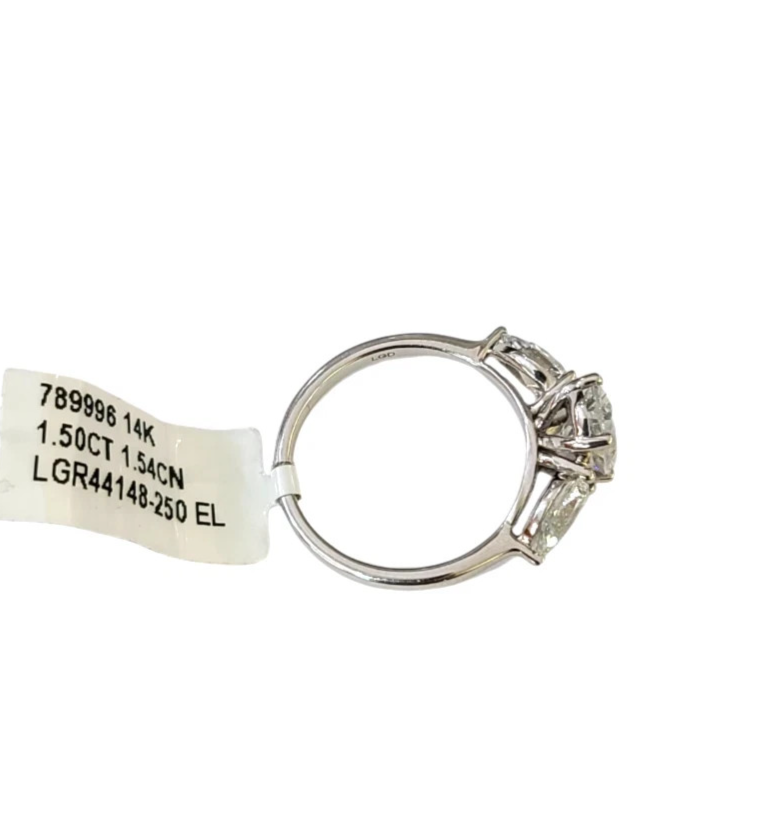 14k White Gold Oval LAB Created Ring Diamonds Wedding Ladies Band Women