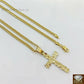 10k Gold Jesus Cross Charm, Pendant with Miami Cuban Chain in 22 24 26 28 Inch