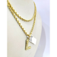 Real 10k Rope Chain Necklace 3mm 18"-28" Nugget L Initial Charm Set Pendant Gold