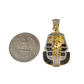 Real 10k Yellow Gold Pharoah Head Charm Pendant Black White Diamonds Men's