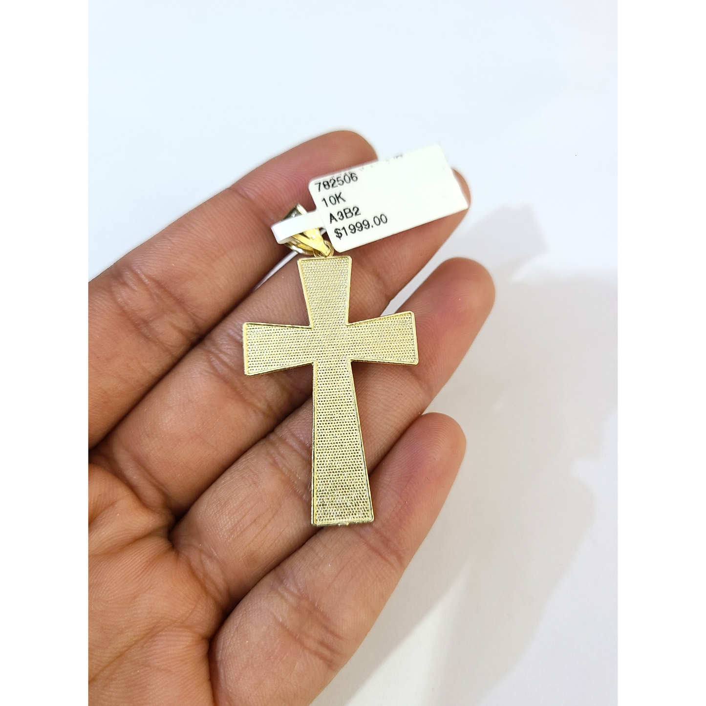 Real 10k Yellow Gold Charm Pendant Cross Diamond Cuts 10KT