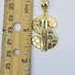10k Real Yellow Gold Dollar sign $ Charm Nugget Cut Pendant For Lucky Men Women