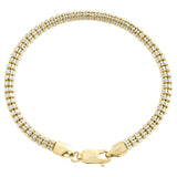 10K Yellow White Gold Two Tone 4mm Diamond Cut Ice Bead Link Bracelet 8 Inches