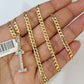 10k Gold Chain Necklace Cuban Curb I Diamond Initial Pendant Set 3mm 20"-30"