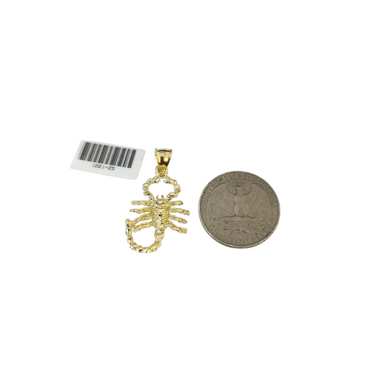 Real 10k Yellow Gold Charm Pendant Scorpion 1.2 in Diamond Cuts 10KT