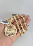 10kt Gold Rope Chain Last Supper Charm Set 18"-30'' Inch 6mm Necklace Pendant