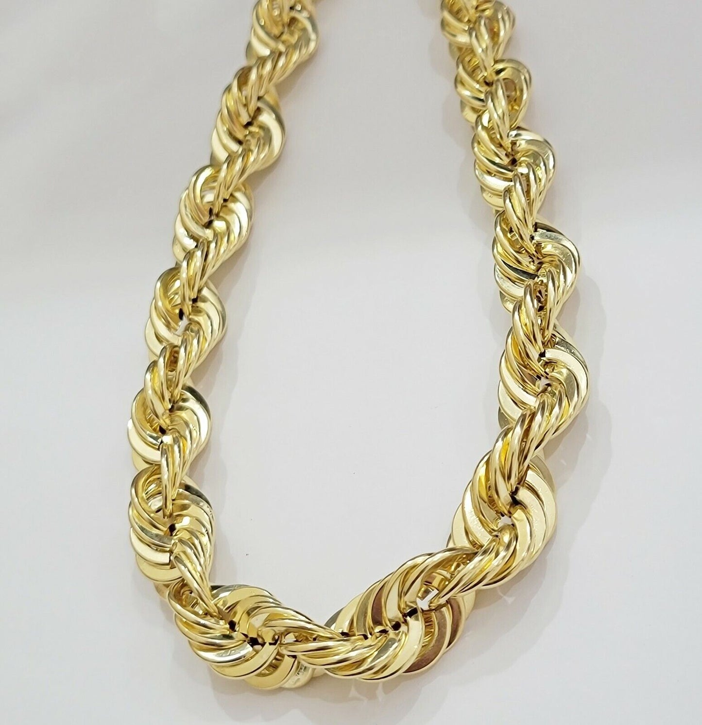 REAL 10k Gold Rope Chain Necklace 17mm Thick 30" Diamond Cut 10kt Adjusted
