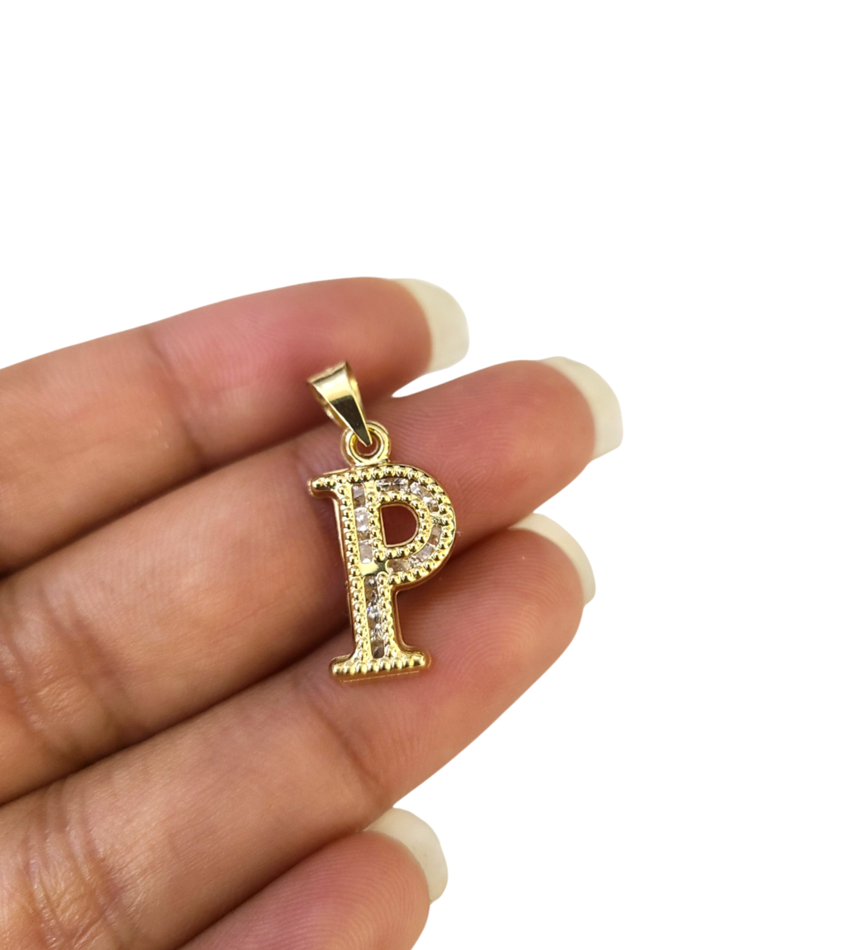 10k Gold Cuban Curb Chain Necklace P Initial Alphabet Pendant Charm 3mm Necklace