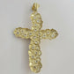 14k Yellow Gold Cross Nugget Jesus Crucifix Pendant 3.5 Inch 14kt Gold Mens REAL
