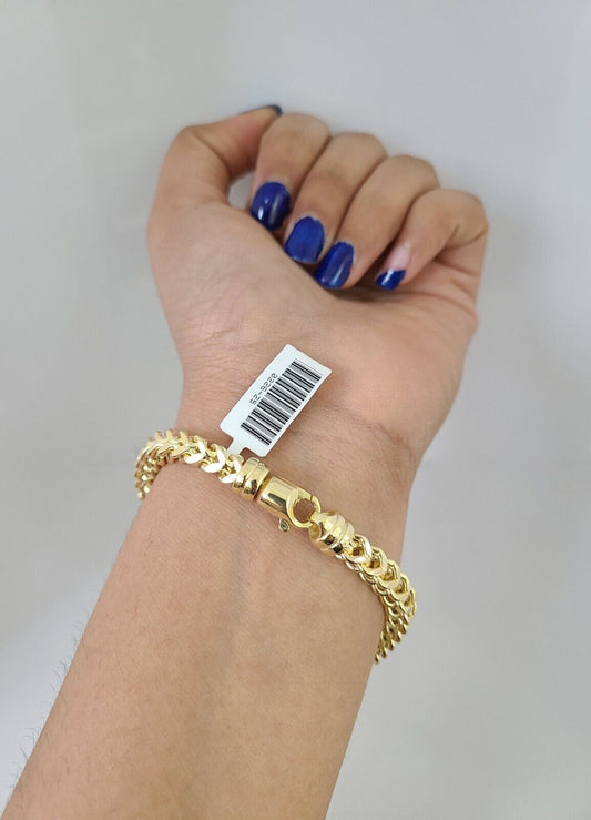 Franco Bracelet 8 Inches 6mm REAL 10kt Yellow Gold Genuine Mens Womens