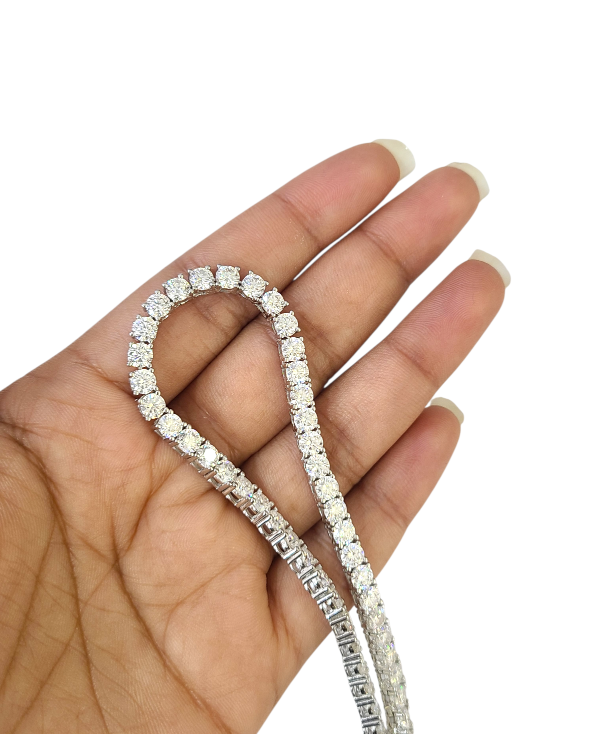 Real 925 Silver Moissanite Tennis Necklace Chain 22 Inch 4mm Women Men