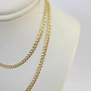 Real 18kt Cuban Curb Chain Necklace 3mm 22 Inch Yellow Gold Men Women SOLID