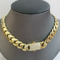 10k Real Gold Royal Miami Cuban Chain 14mm Royal Necklace Bracelet Set Men