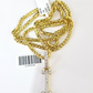 REAL 10k Yellow Gold Palm Chain I Diamond Initial Pendant Charm 3mm SET Necklace