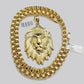 10kt Real Gold Box Byzantine Necklace Lion Charm Pendant SET 28 Inches Chain 6mm