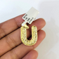 10k Real Gold Chain Miami Cuban Link 2.5mm U Initial Charm Necklace Pendant SET