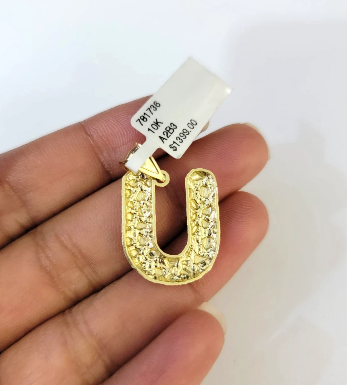 10k Real Gold Chain Miami Cuban Link 2.5mm U Initial Charm Necklace Pendant SET