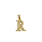 10k Gold Cuban Curb Chain Necklace R Initial Alphabet Pendant Charm 3mm Necklace