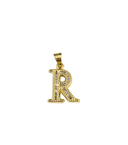 10k Gold Cuban Curb Chain Necklace R Initial Alphabet Pendant Charm 3mm Necklace