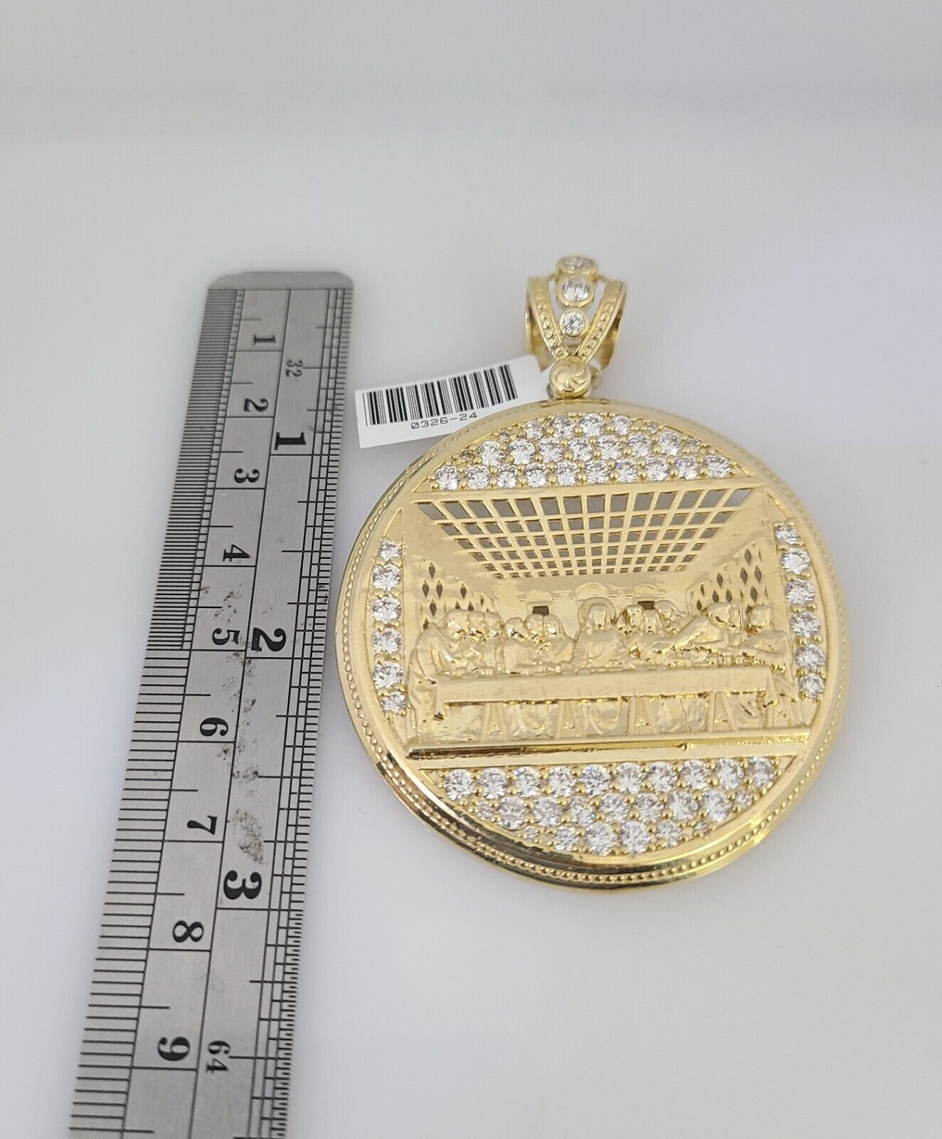 10k Last Supper Charm Pendant Mens REAL 10Kt Religious Medallion Yellow Gold