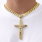 10k Yellow Gold Cuban Curb Chain Crucifix Cross Pendant Charm 8mm Necklace Men