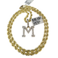 10k Rope Chain M Diamond Initial Charm Necklace Pendant Set 4mm 20"-30" Gold