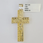 10k Nugget Cross Miami Cuban Chain 4mm 22 inch SET Necklace Pendant