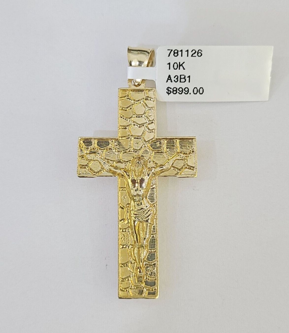 10k Nugget Cross Miami Cuban Chain 4mm 22 inch SET Necklace Pendant