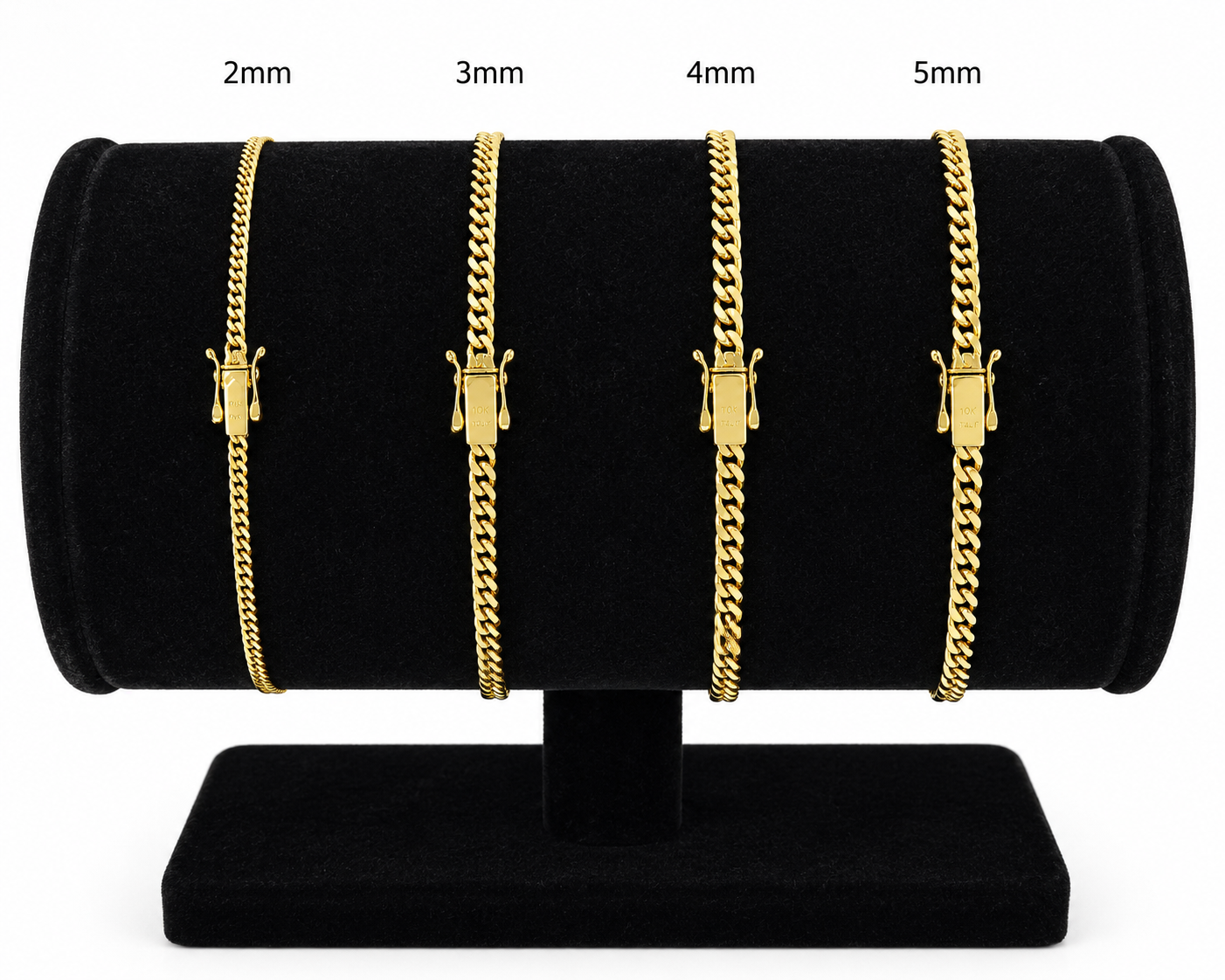Solid 10k Yellow Gold Miami Cuban Bracelet Link 2mm 3mm 4mm 5mm 7" Box Clasp