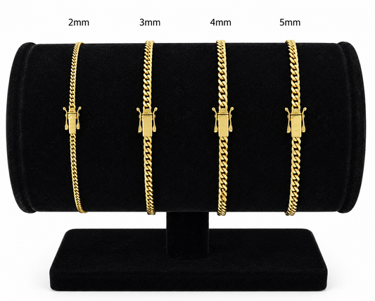 Solid 10k Yellow Gold Miami Cuban Bracelet Link 2mm 3mm 4mm 5mm 7" Box Clasp