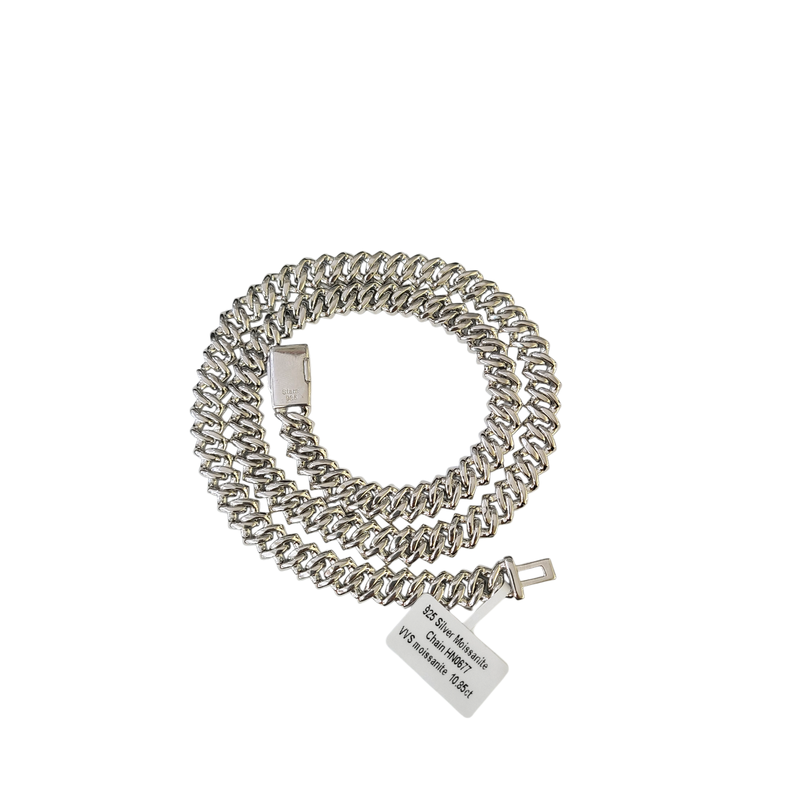 Moissanite Necklace Cuban Link Chain Real 925 Silver 22 Inch 10mm For Ladies