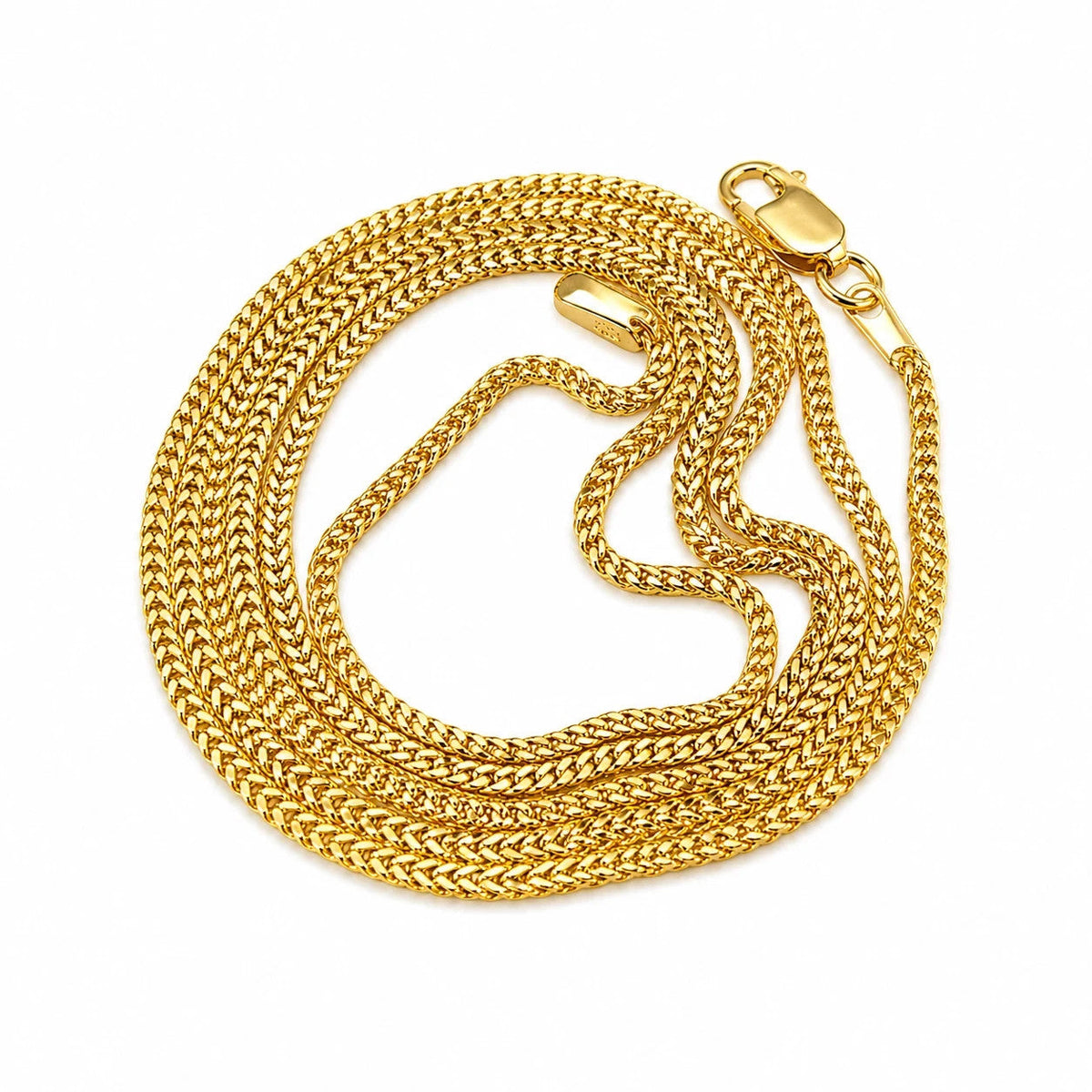 Real 18K Yellow Gold Franco Link Chain Choker Necklace 1mm 22 Inch Women