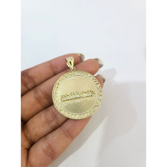 10K Yellow Gold Round Last Supper Pendant 1.75" Charm Nugget Unisex Jewelry