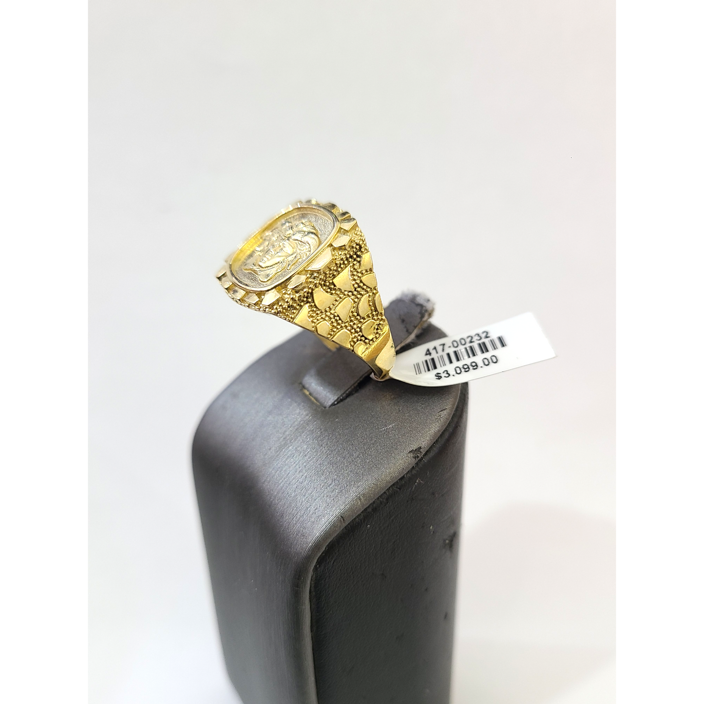 Real 10k Nugget Head Ring Yellow Gold Men 10Kt Genuine