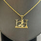 10k Yellow Gold L2H Charm LIVE 2 HUSTLE Pendant DiamondCut Design Men Women Real