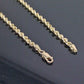 10K Solid Yellow Gold Rope Chain Diamond Cut 2mm 18 20 22 24 Inch