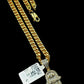 Solid 10k Yellow Gold Diamond Hamsa Hand Charm with 26" Miami Cuban Chain