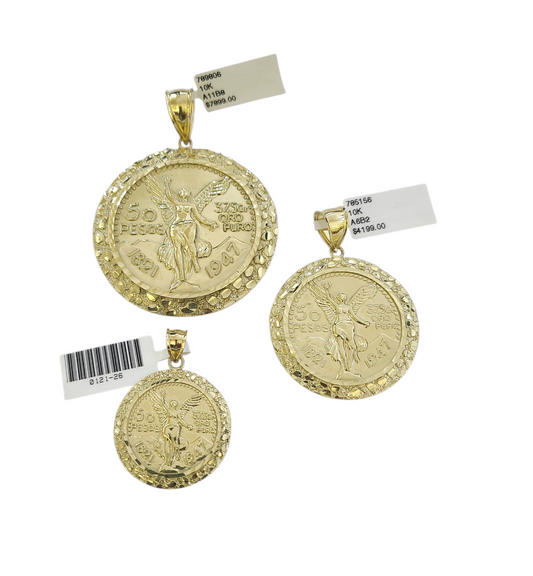 10k Yellow Gold Centenario Coin Charm 50 Pesos 1947 Nugget Bezel