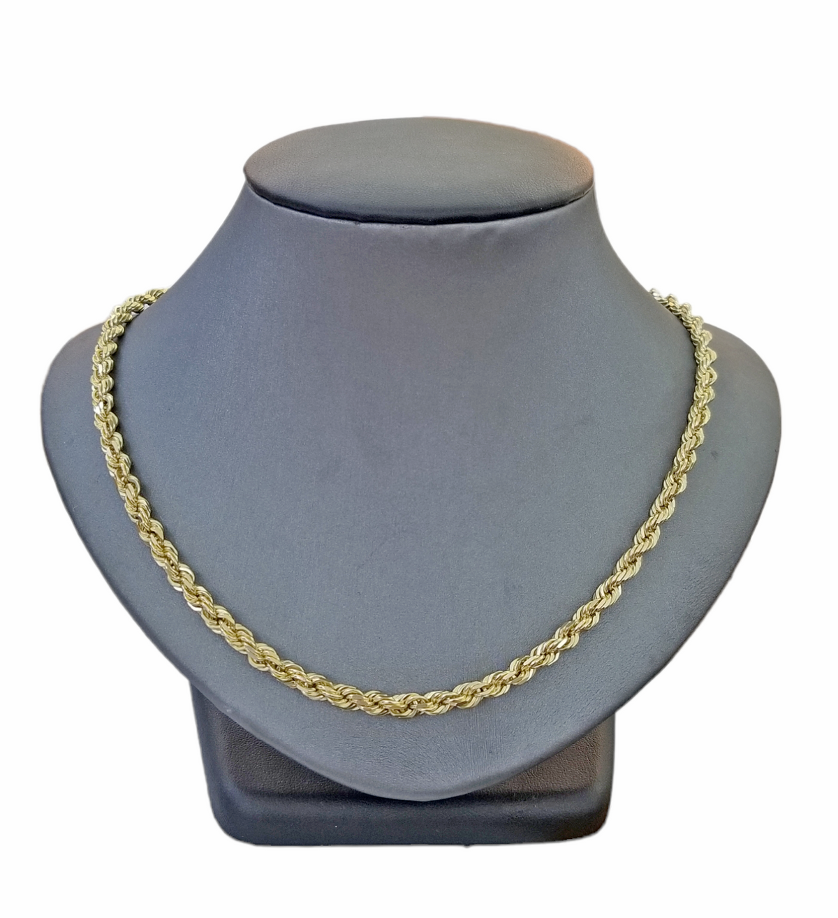14k Rope Chain 22 In Real 14k Gold Rope chain 22 Inch 4mm Diamond Cuts 14kt Yellow Gold Men ...