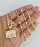 10k Gold Rope Chain Last Supper Charm Pendant Set 18"-28" inch 2.5mm Necklace