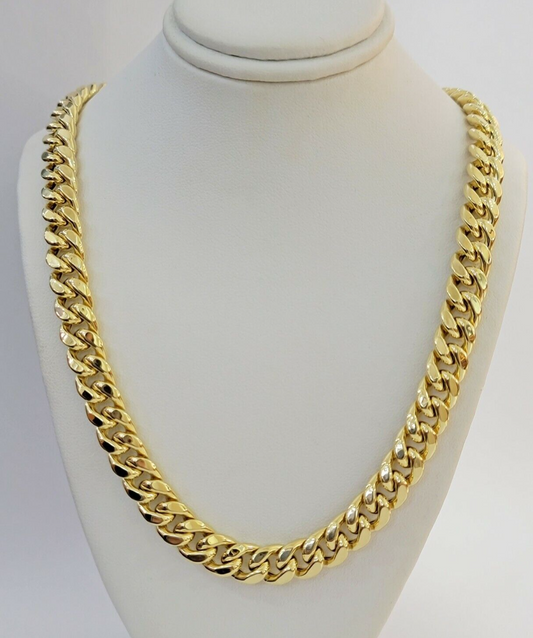 Real 10k Gold Chain Necklace 9mm 28Inch Miami Cuban Link Strong Mens Yellow Gold