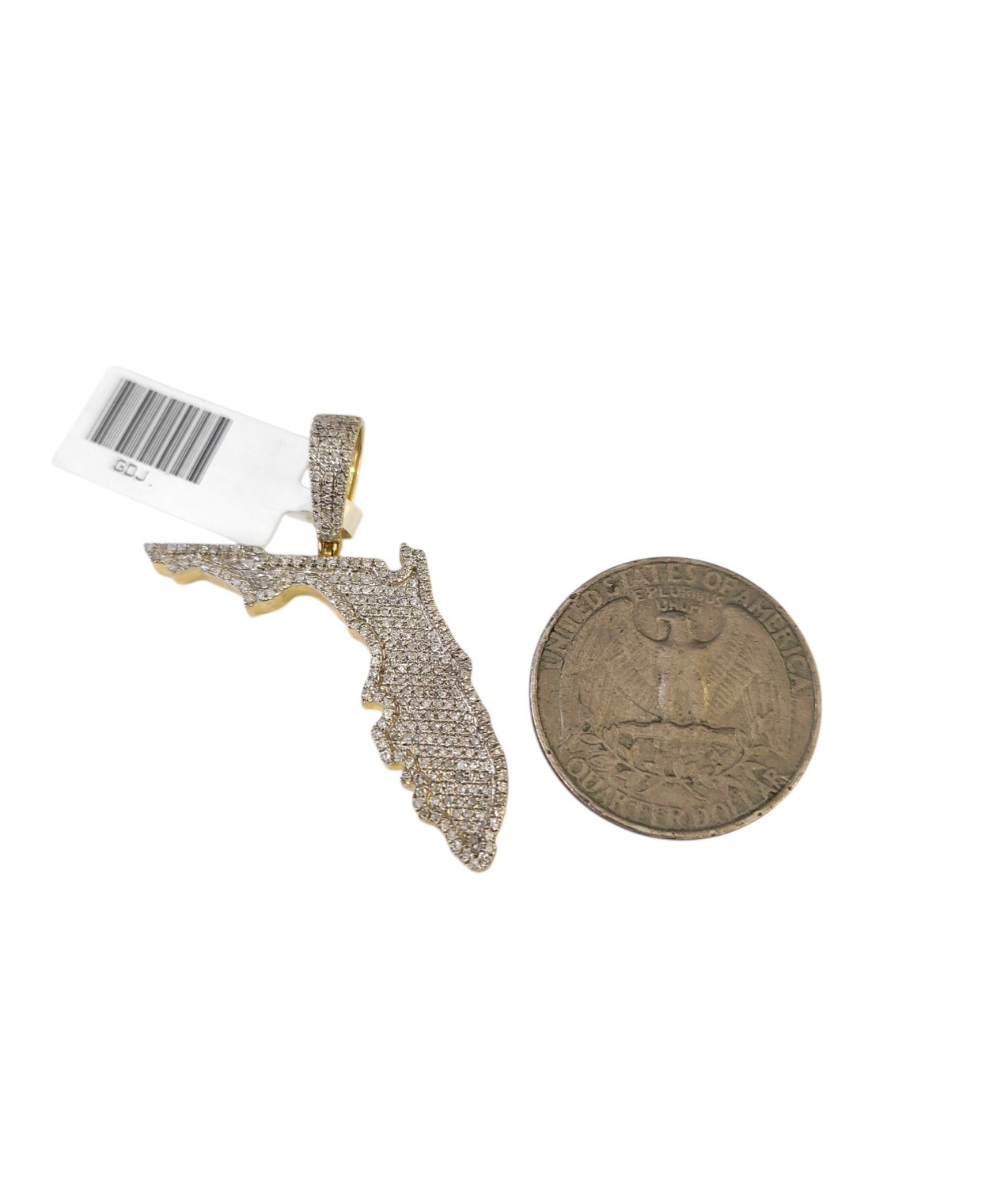 Real 10k Yellow Gold Florida Diamond Charm Pendant 1.5'' inch Genuine 10kt