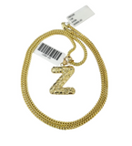 10k Gold Franco Chain Z Nugget Initial Charm Pendant Necklace SET 2.5mm 16"-26"