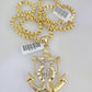 Real 10k Gold Byzantine Necklace Jesus Anchor Charm SET Chain 20"-28" 4mm