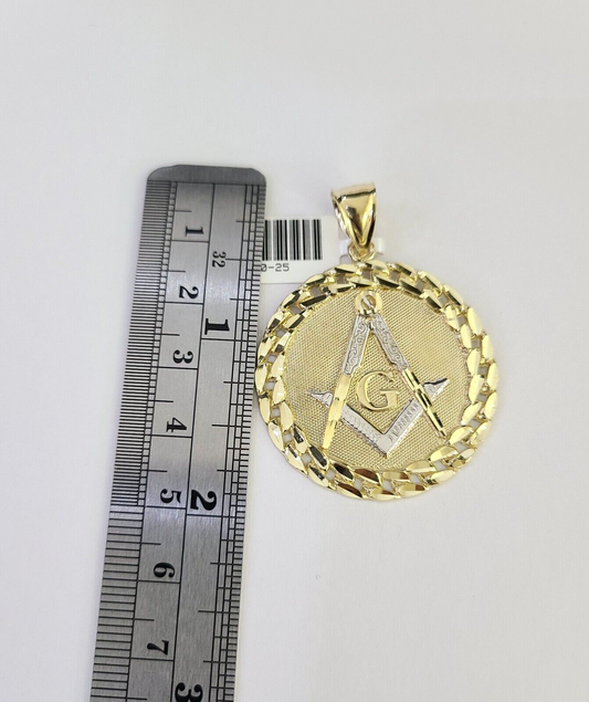 10k Masonic Charm Pendant REAL 10Kt Religious Medallion Yellow Gold