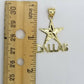 10K Yellow Gold Dallas Star Charm Diamond Cut Pendant Cowboy Men Women Real