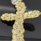 Real 10k Yellow Gold Free Shape Nugget Cross With 26 Inches Miami Cuban Chain