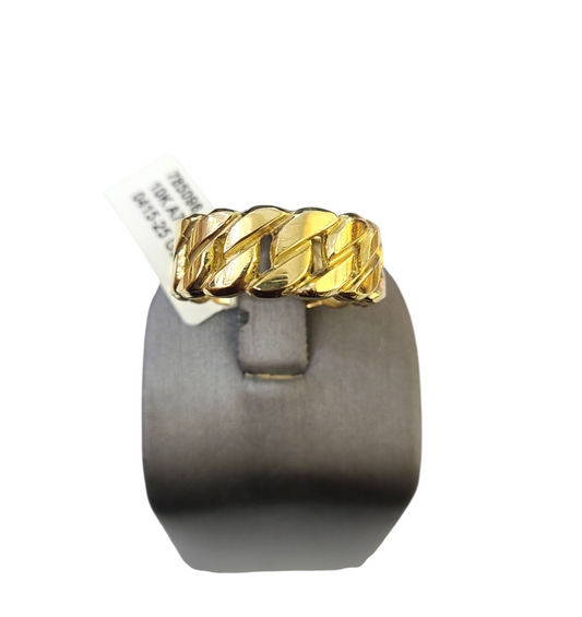 Real 10k Men Cuban Link Style Ring Yellow Gold 10Kt Genuine