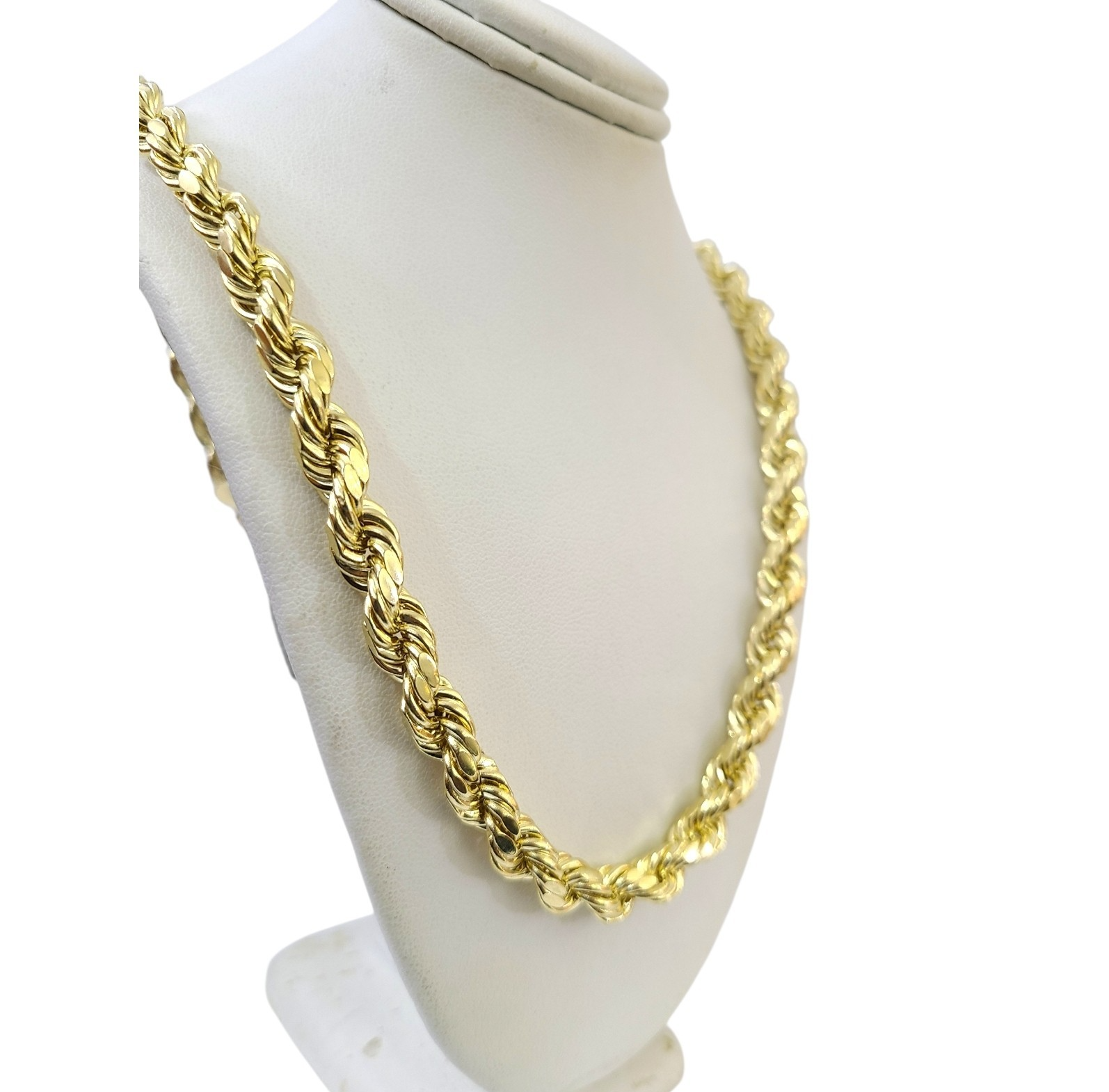 10K Yellow Gold Rope Chain Necklace 8mm 22 Inch REAL 10kt Diamond Cuts Men's